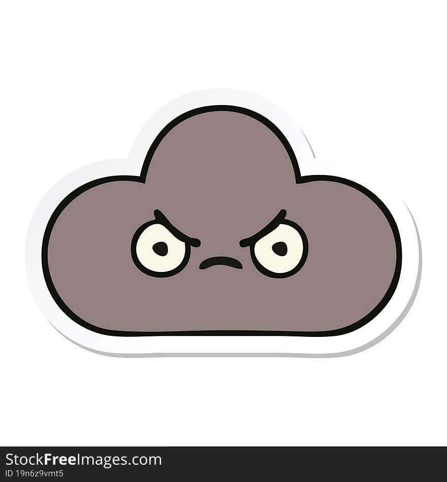 Sticker Of A Cute Cartoon Storm Cloud