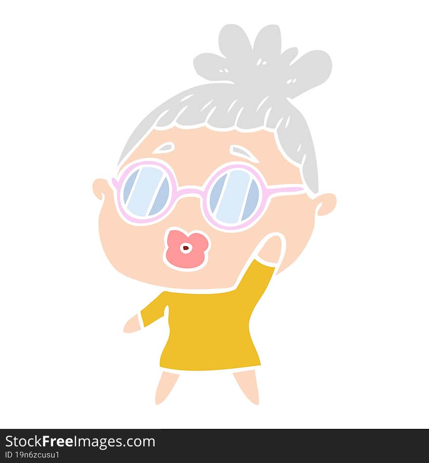 flat color style cartoon woman wearing spectacles