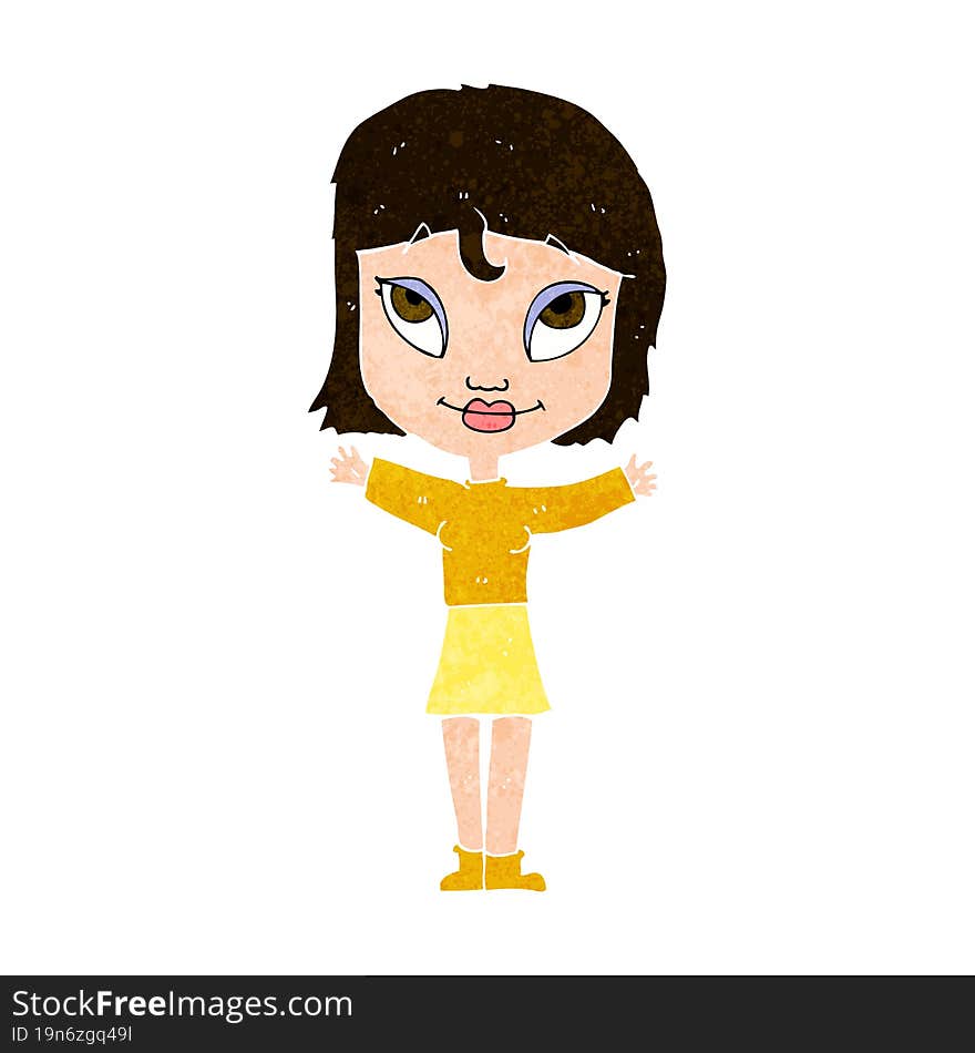 cartoon woman with open arms