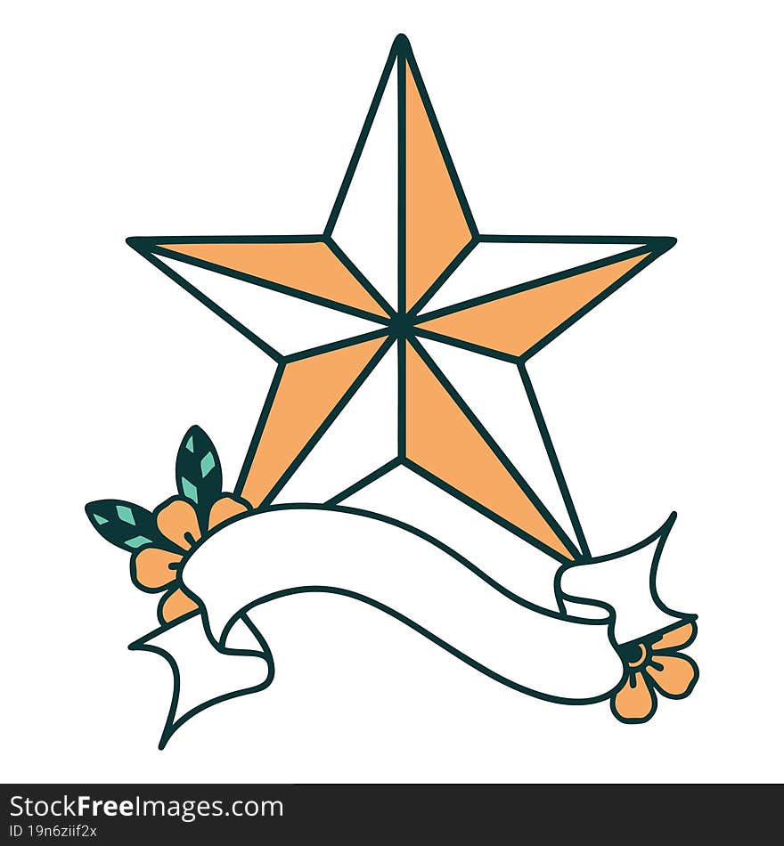 tattoo with banner of a star