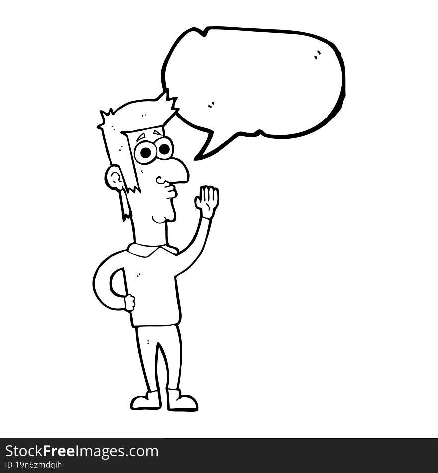 Speech Bubble Cartoon Man Waving