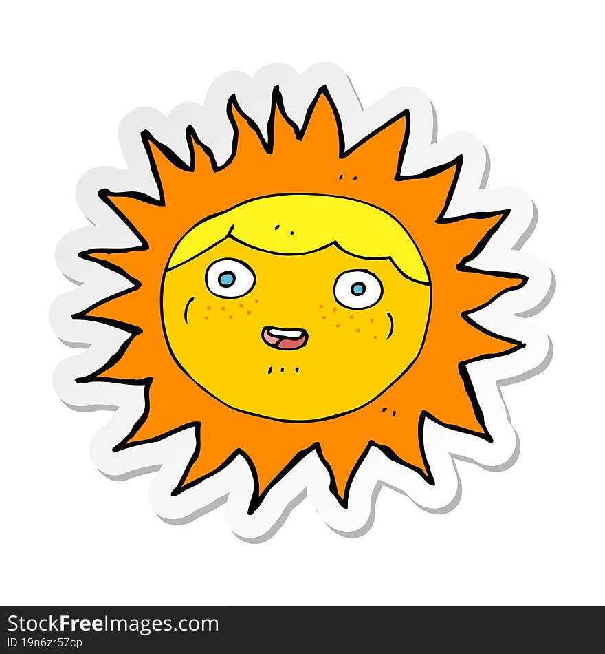 sticker of a sun cartoon character