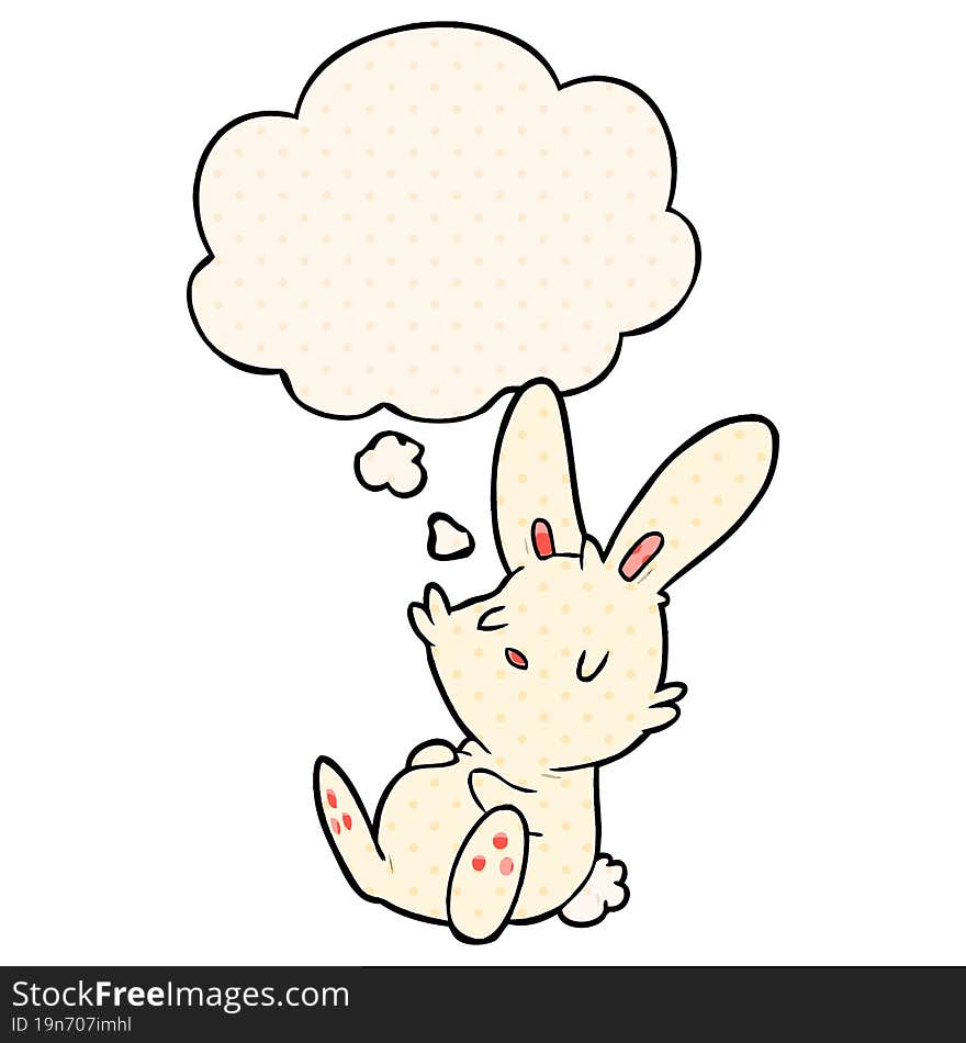 cartoon rabbit sleeping with thought bubble in comic book style