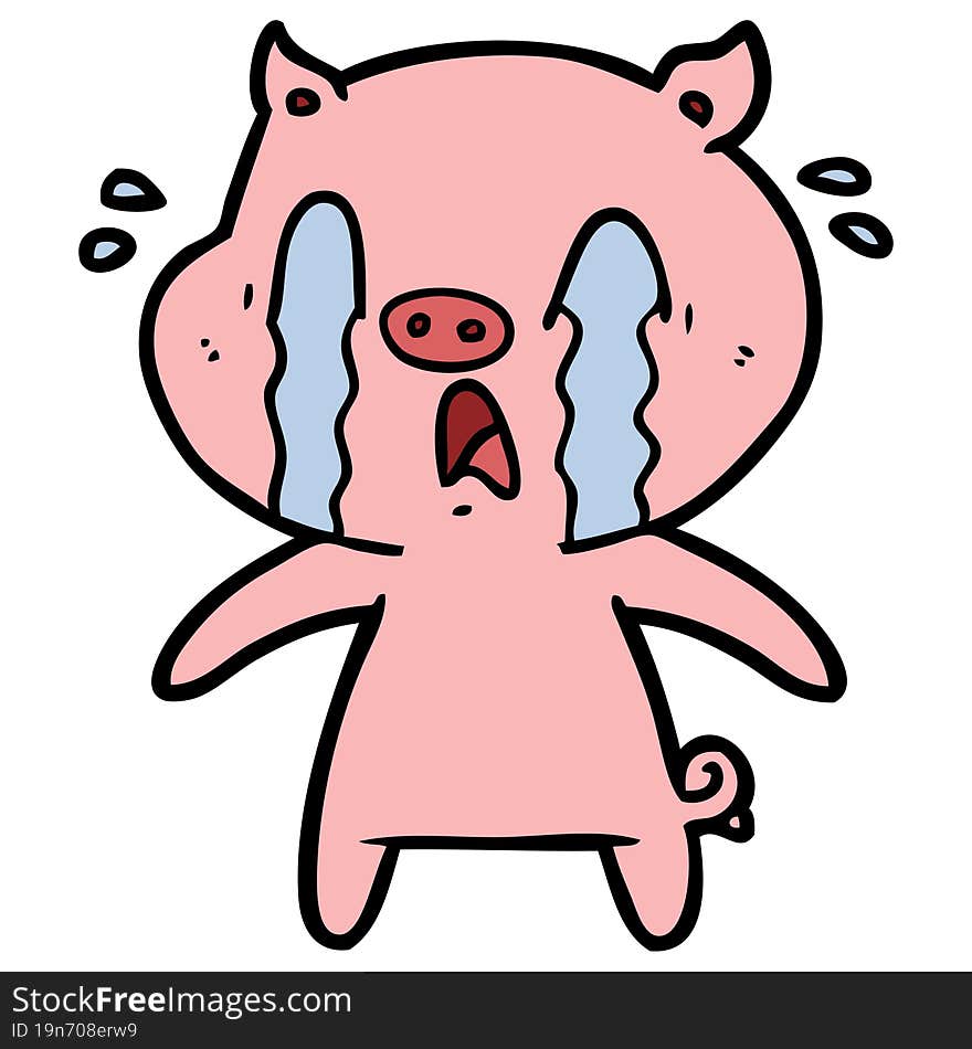 crying pig cartoon. crying pig cartoon