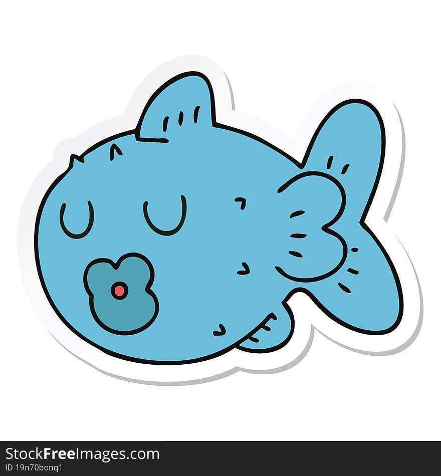 sticker of a quirky hand drawn cartoon fish