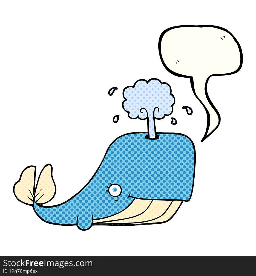 comic book speech bubble cartoon whale spouting water