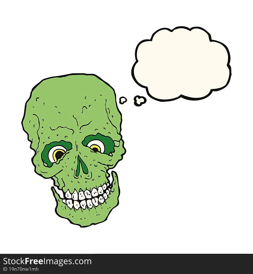 Cartoon Spooky Skull With Thought Bubble