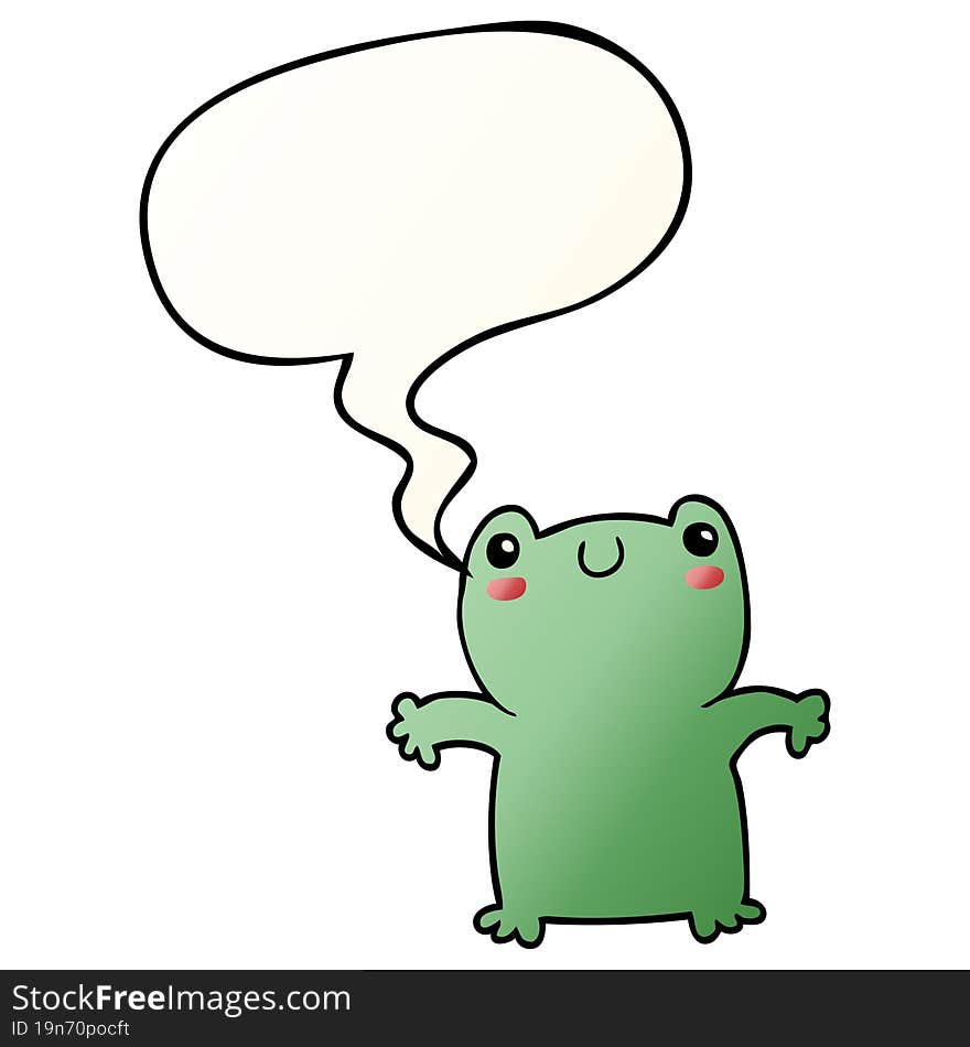 cartoon frog and speech bubble in smooth gradient style