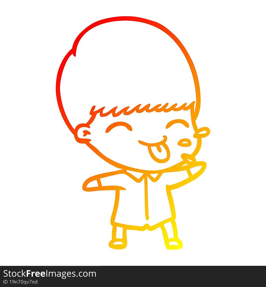 Warm Gradient Line Drawing Funny Cartoon Boy