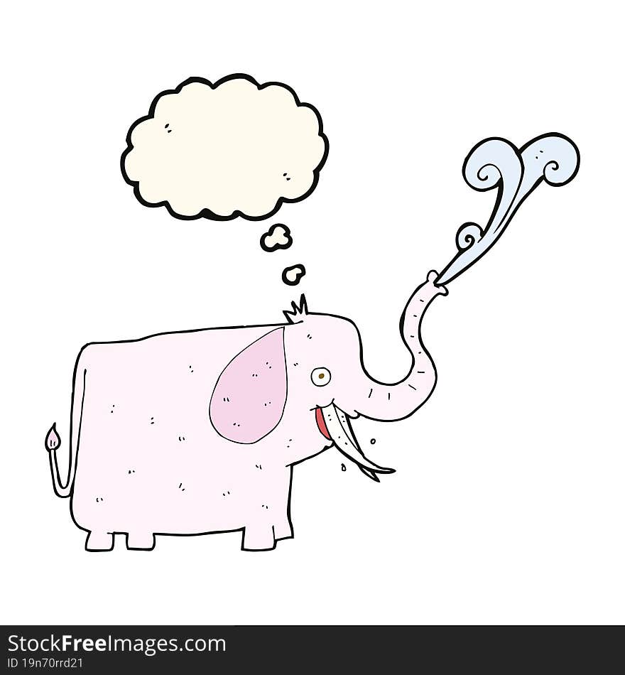 Cartoon Happy Elephant With Thought Bubble