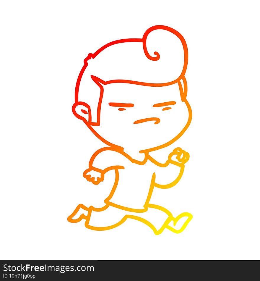 warm gradient line drawing cartoon cool guy with fashion hair cut