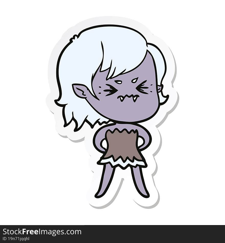 sticker of a annoyed cartoon vampire girl