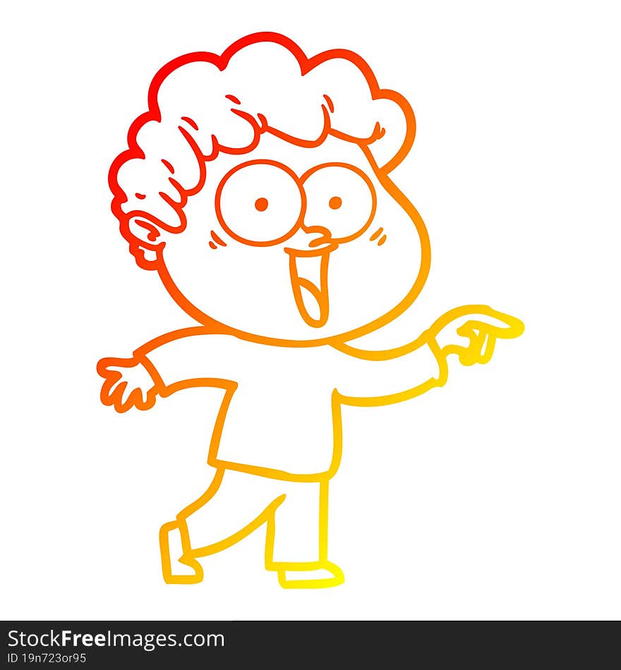 warm gradient line drawing cartoon happy man