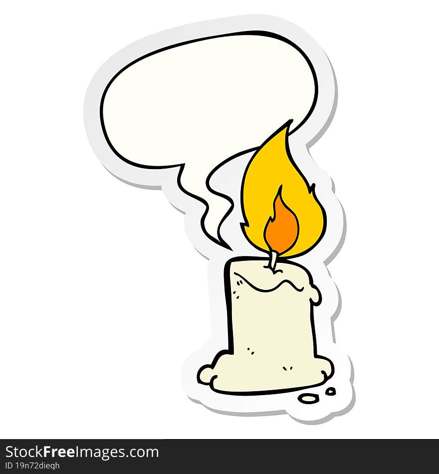 cartoon candle and speech bubble sticker