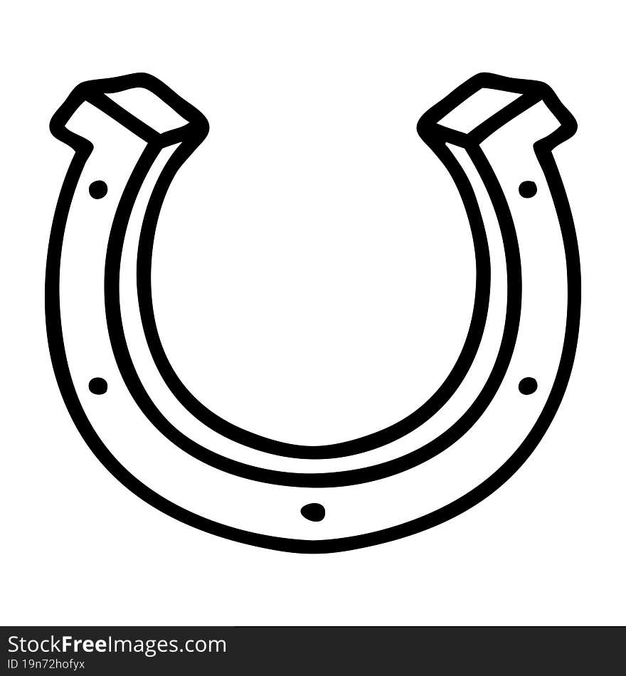 black line tattoo of a horse shoe