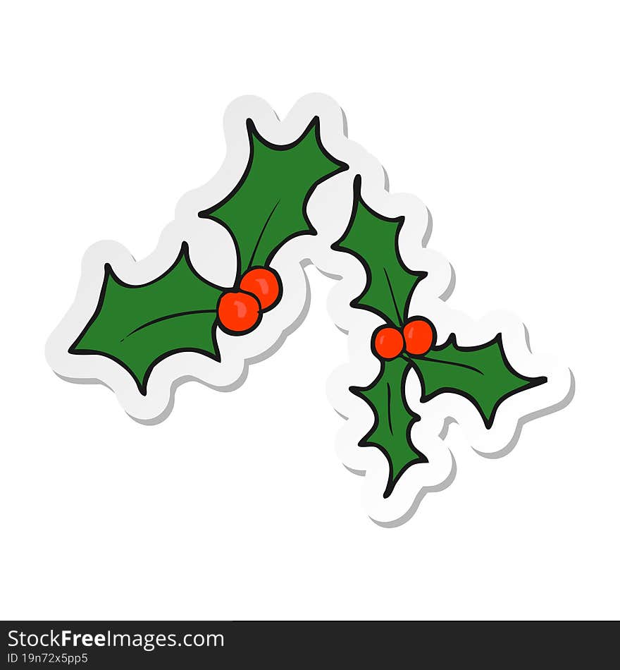 Sticker Of A Cartoon Christmas Holly