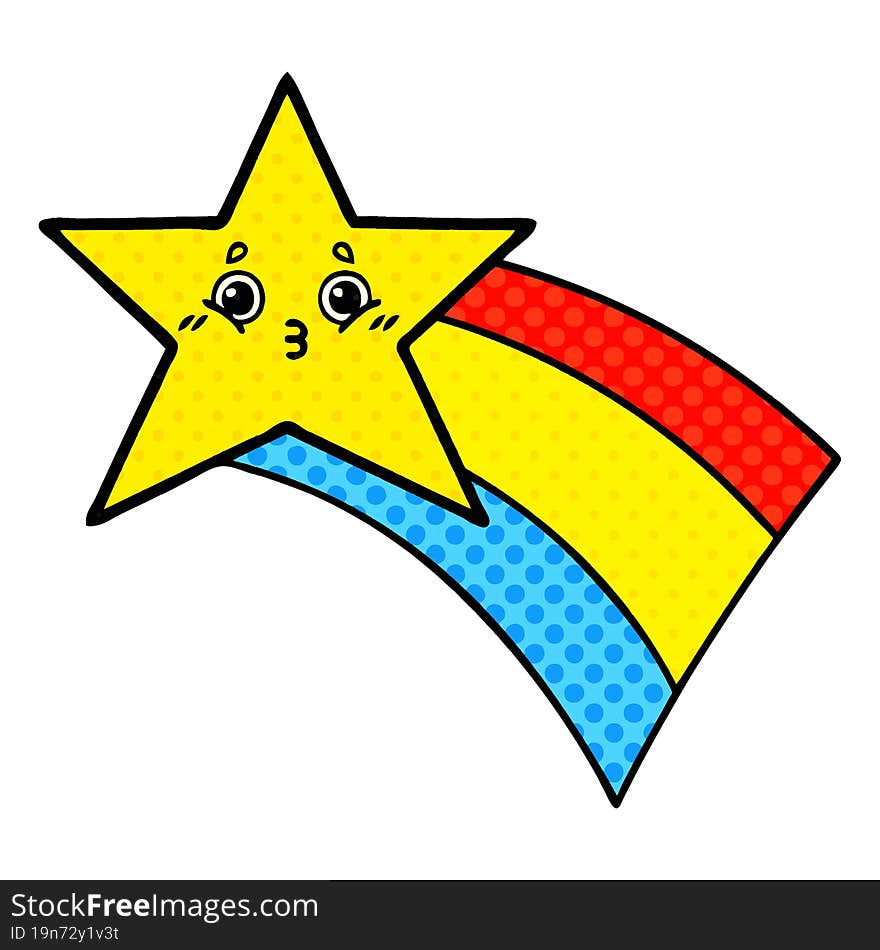 comic book style cartoon shooting rainbow star