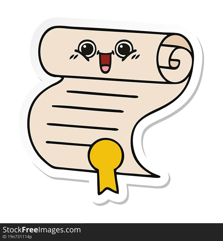 sticker of a cute cartoon contract