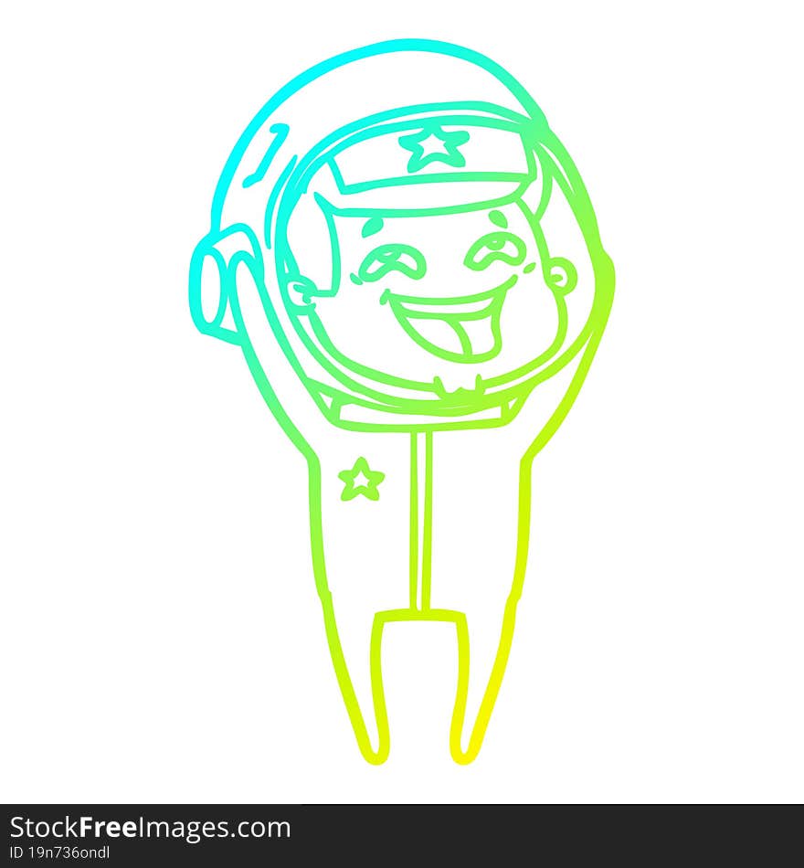 cold gradient line drawing cartoon laughing astronaut