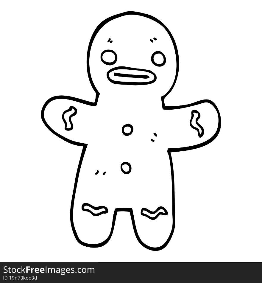 Line Drawing Cartoon Gingerbread Man