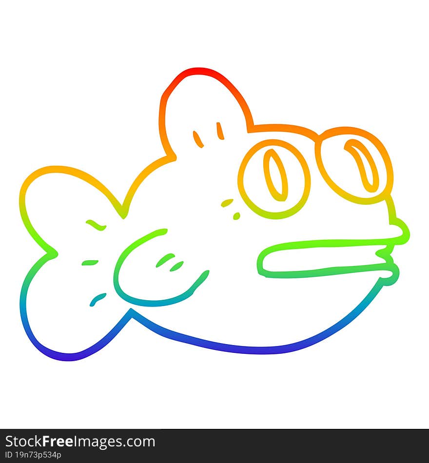 rainbow gradient line drawing cartoon fish