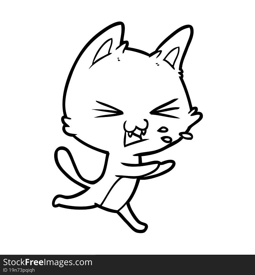 cartoon cat hissing. cartoon cat hissing