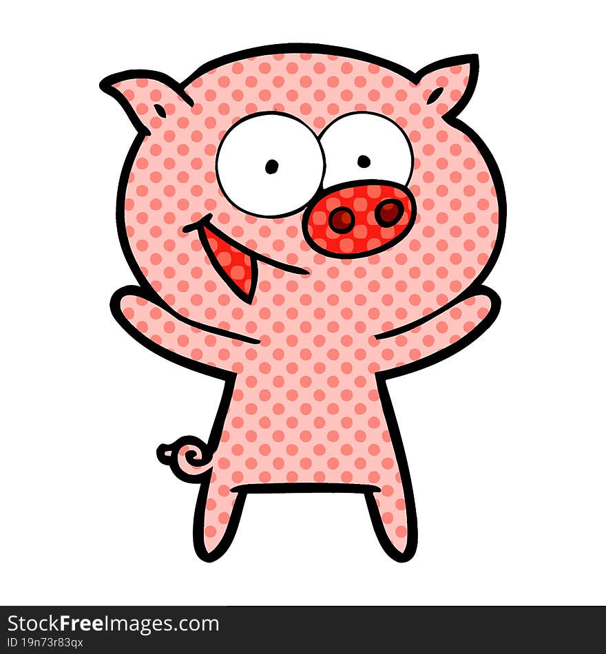 cheerful pig cartoon. cheerful pig cartoon