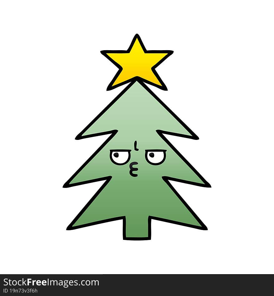 gradient shaded cartoon of a christmas tree