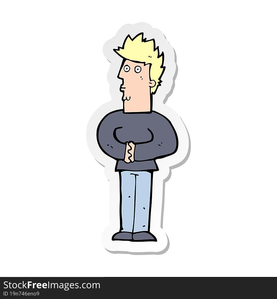 sticker of a cartoon nervous man