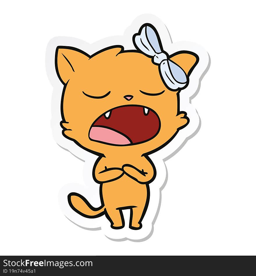 sticker of a cartoon singing cat