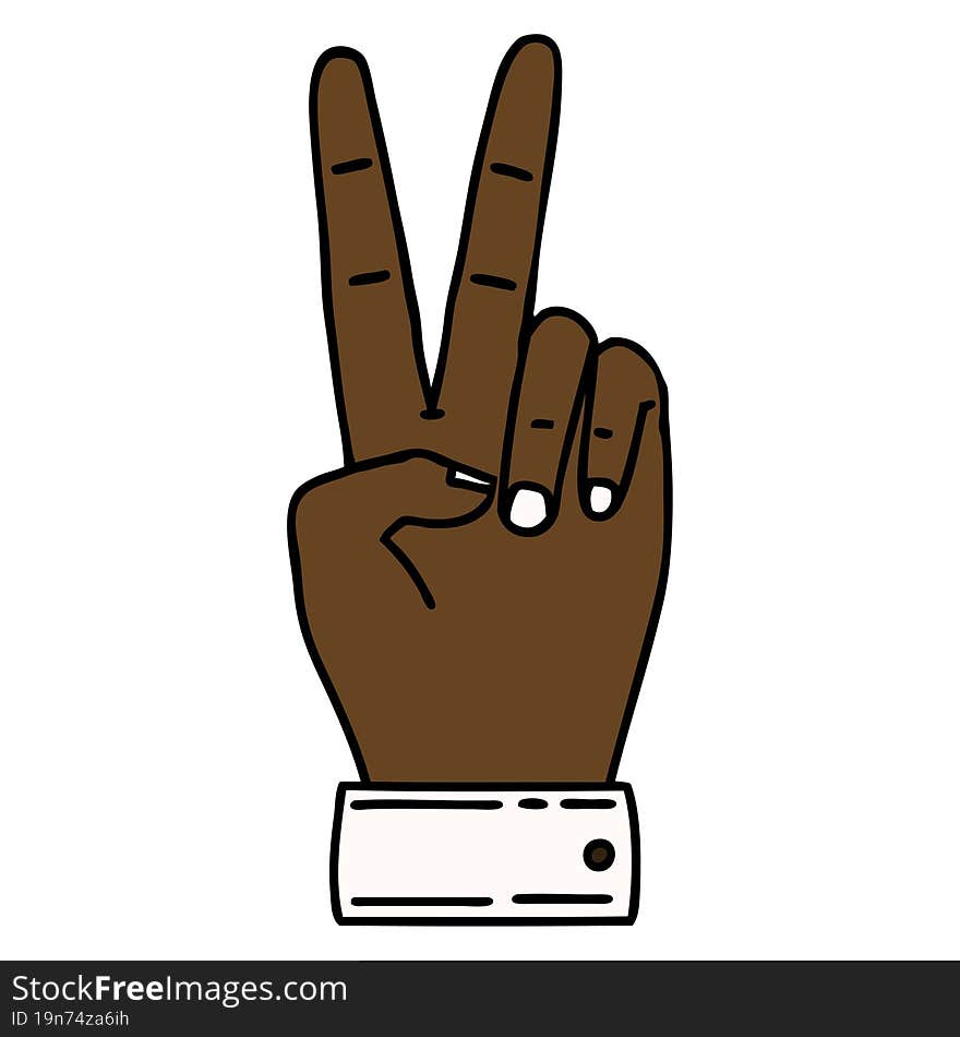 Peace Symbol Two Finger Hand Gesture Illustration