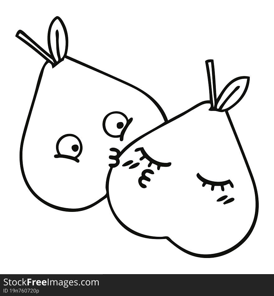 line drawing cartoon green pear