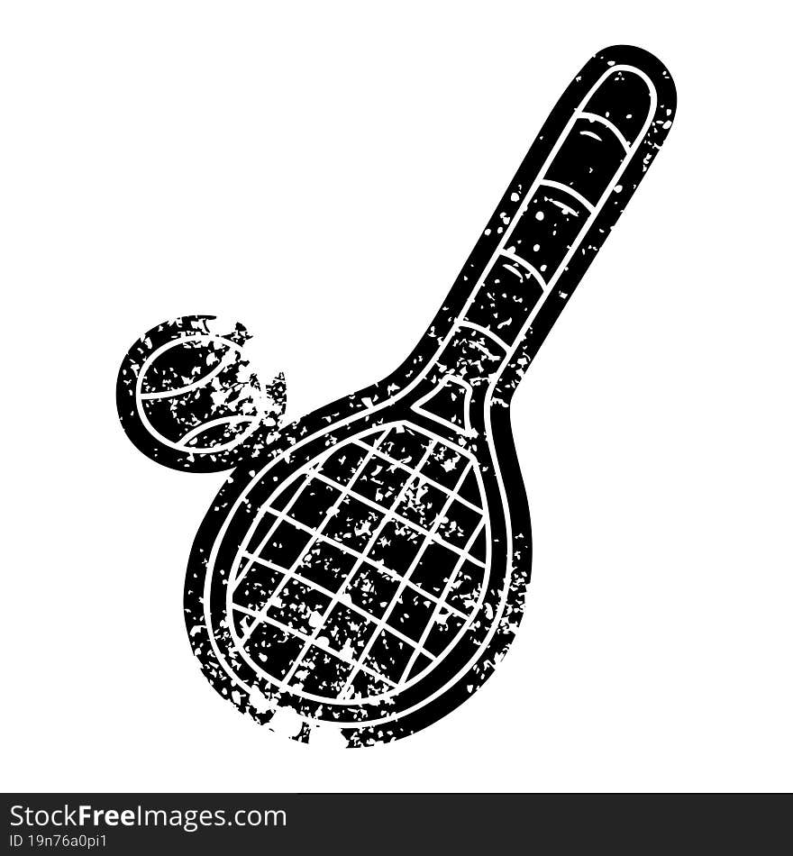 grunge icon drawing tennis racket and ball