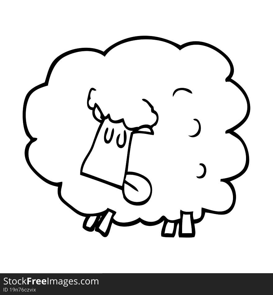 line drawing cartoon black sheep