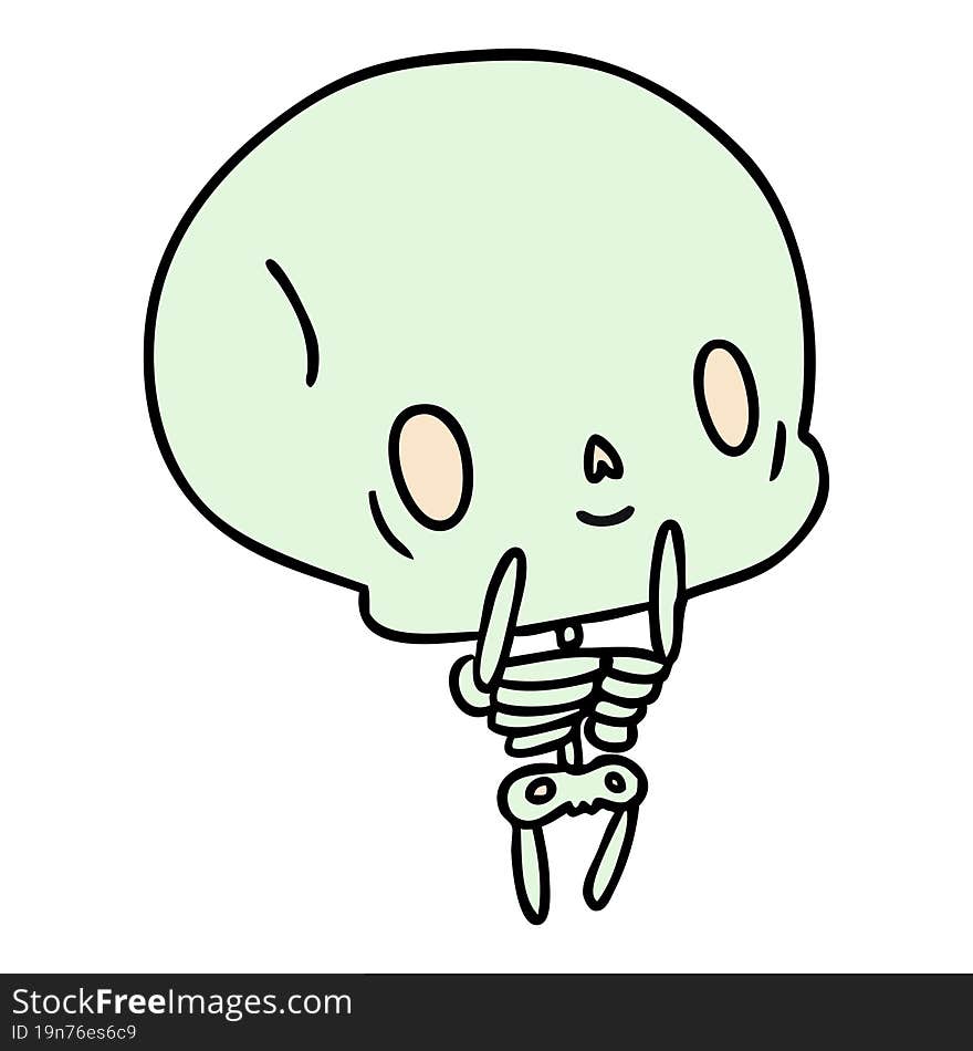 cartoon illustration kawaii cute dead skeleton. cartoon illustration kawaii cute dead skeleton