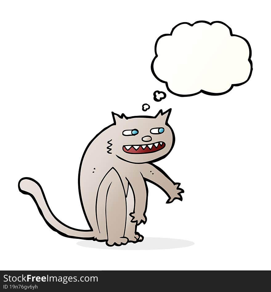 Cartoon Happy Cat With Thought Bubble