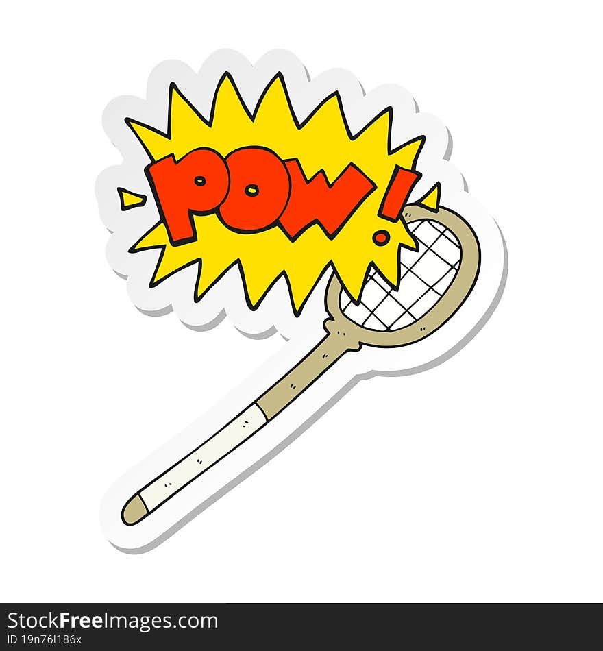 sticker of a cartoon tennis racket