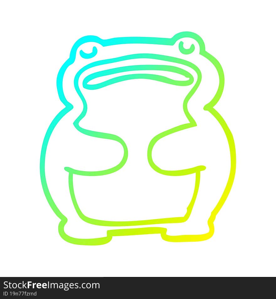 Cold Gradient Line Drawing Funny Cartoon Frog