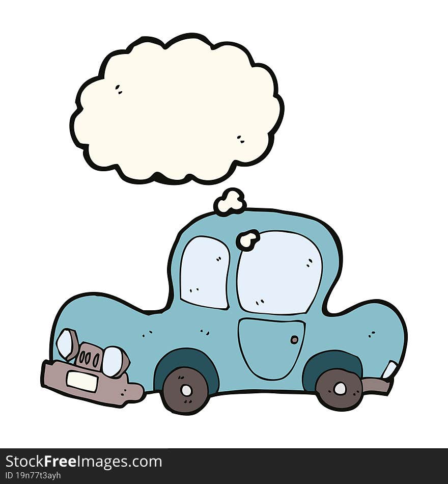 cartoon car with thought bubble