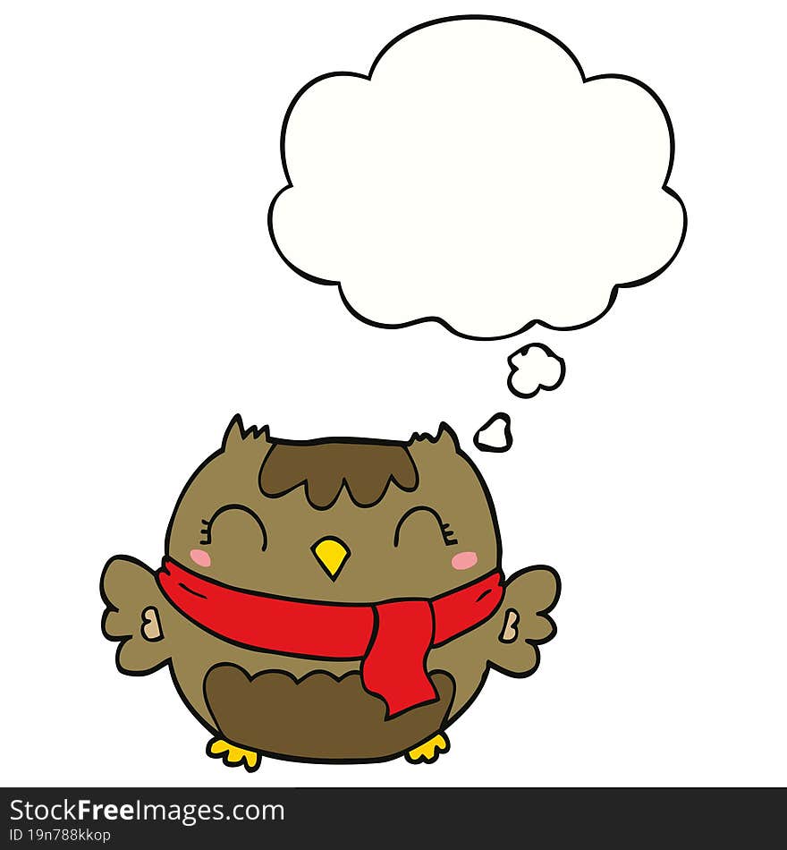 cute cartoon owl with thought bubble. cute cartoon owl with thought bubble