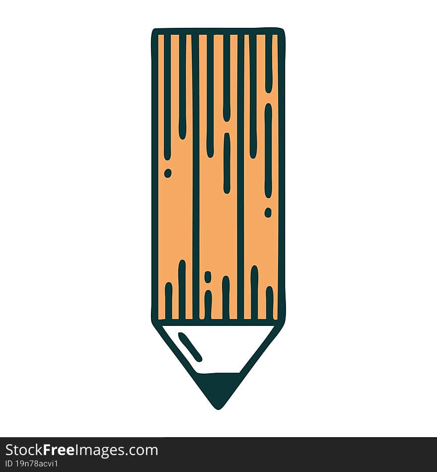 tattoo style icon of a pencil