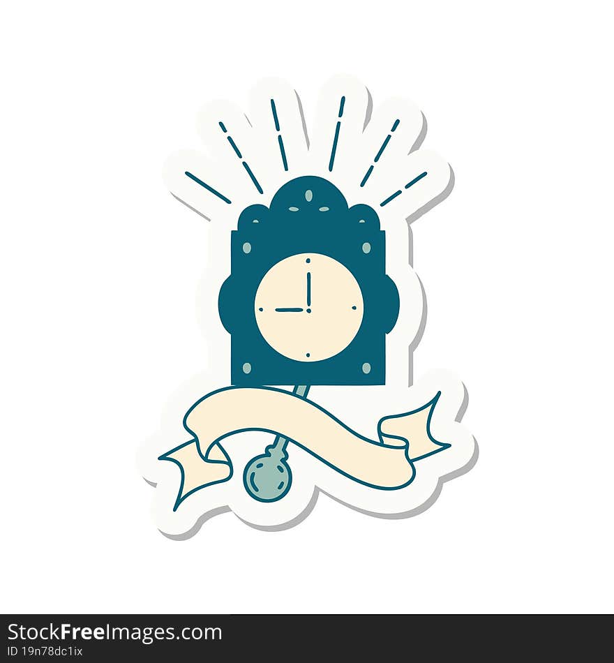 Sticker Of Tattoo Style Ticking Clock