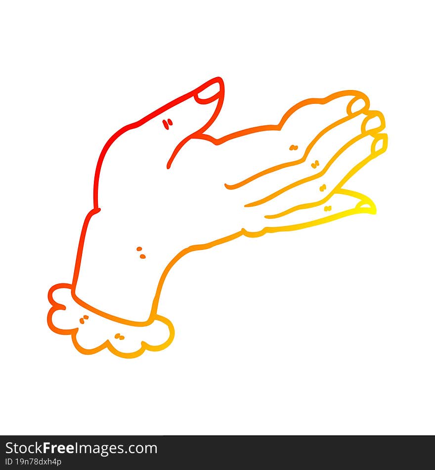 warm gradient line drawing cartoon hand