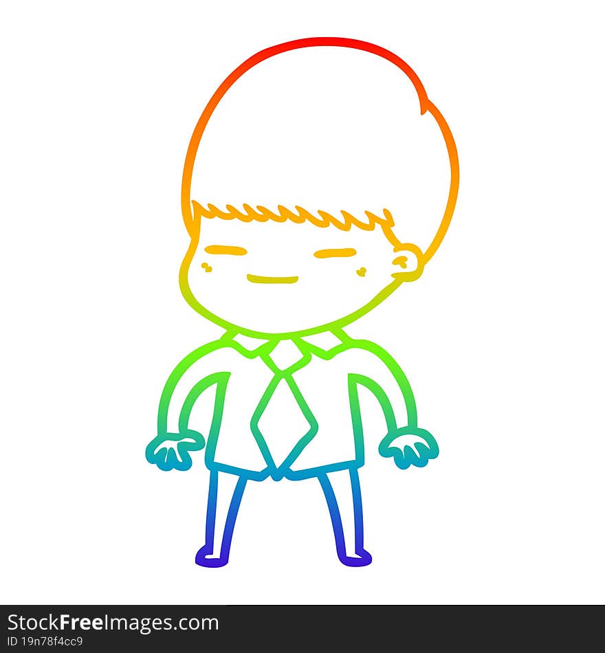 rainbow gradient line drawing cartoon smug boy