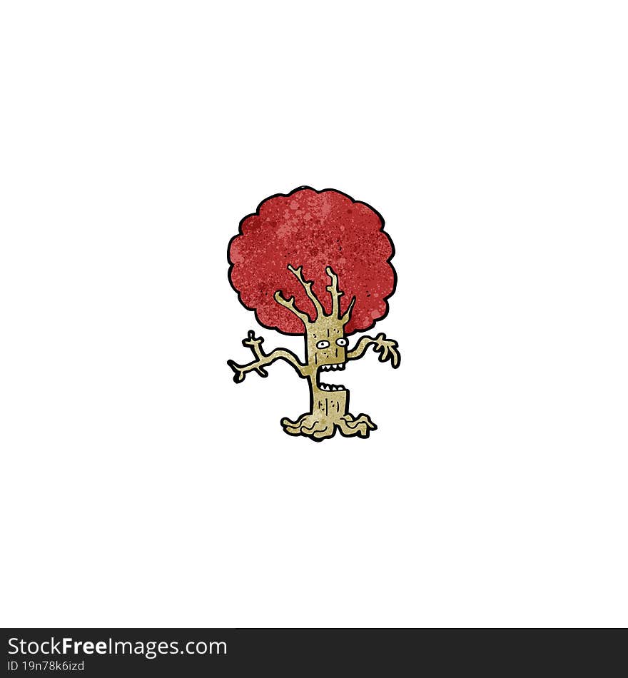 cartoon frightened tree