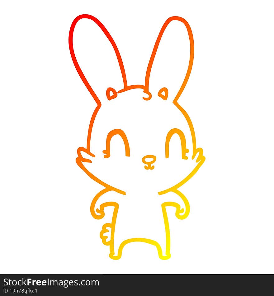 warm gradient line drawing cute cartoon rabbit