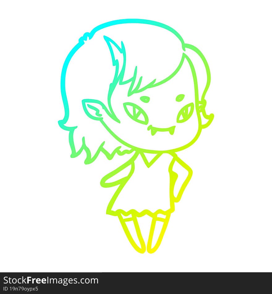 cold gradient line drawing cartoon cool vampire girl