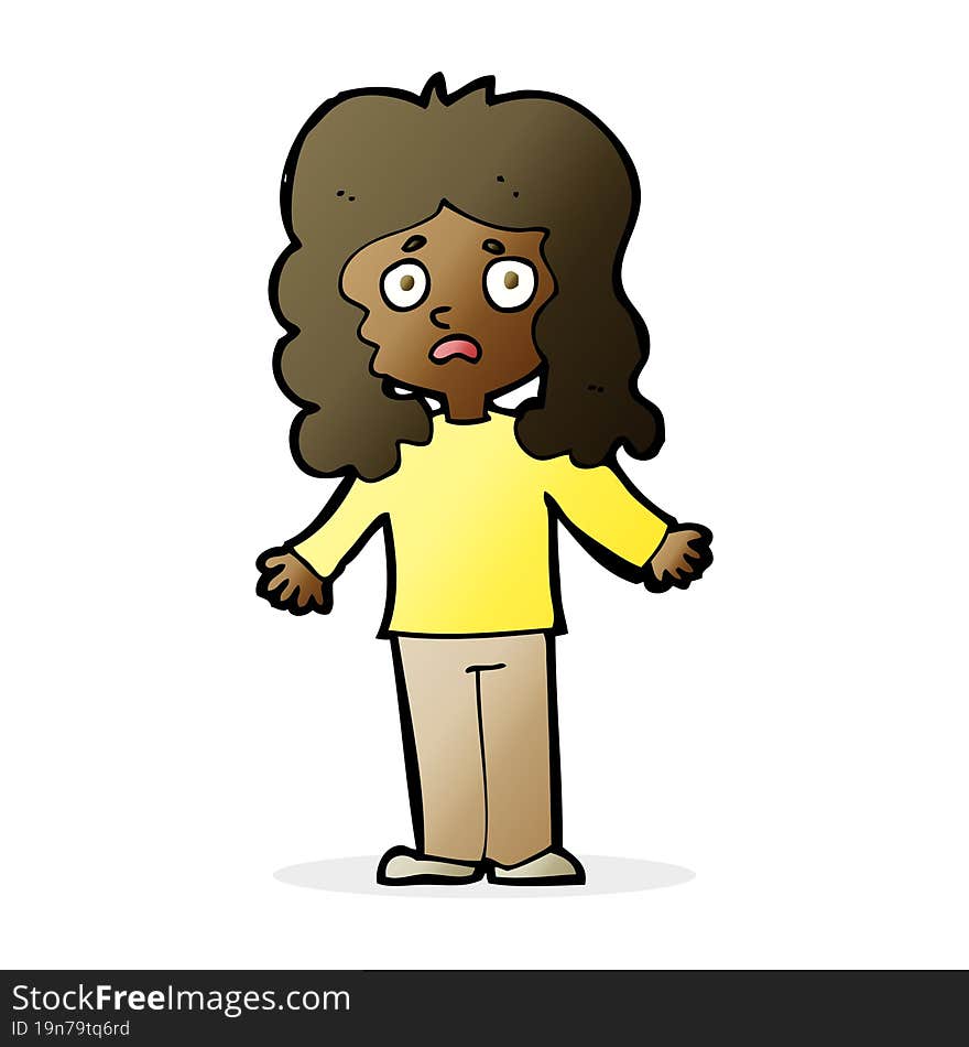 cartoon worried woman