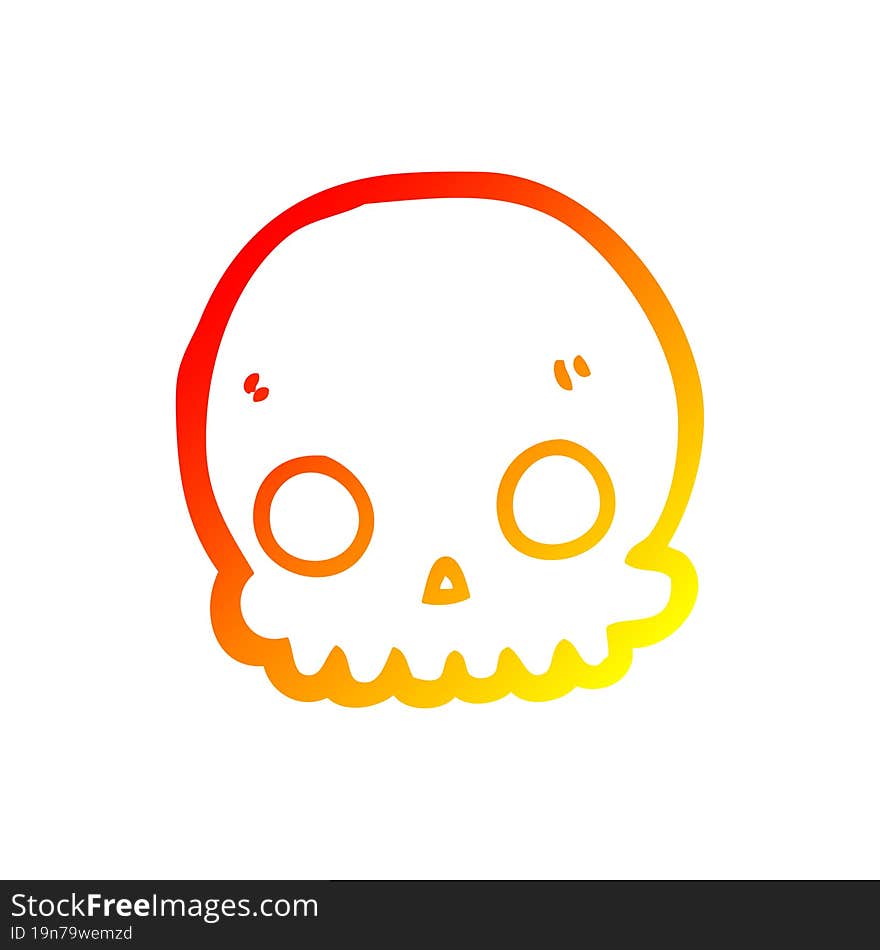 warm gradient line drawing cartoon skull