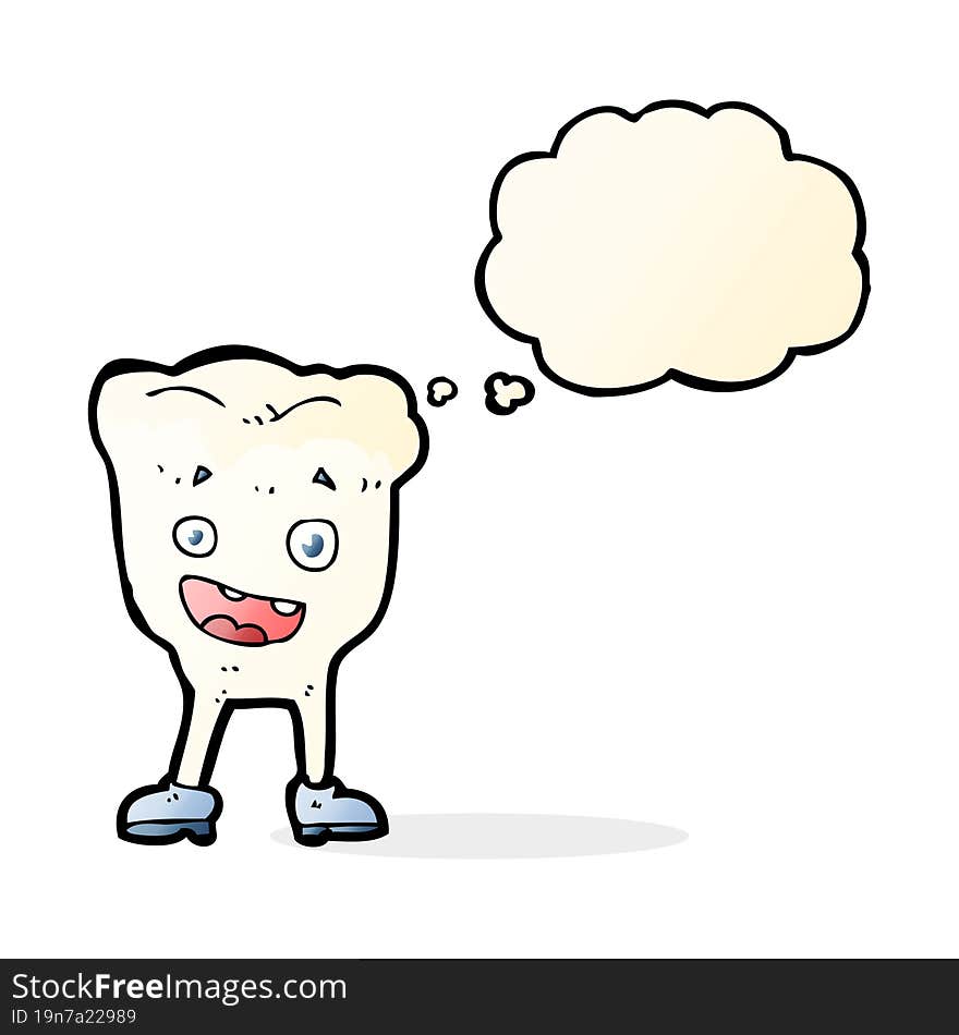 cartoon tooth with thought bubble